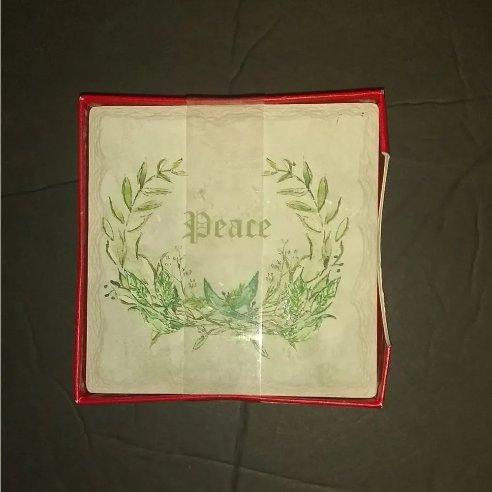 ⬇️⬇️⬇️Christmas Peace Laurel Coasters Set